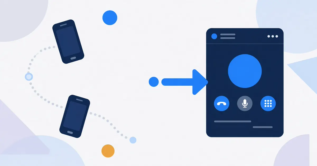 Abstract illustration of two phone paths for live transfers vs inbound calls.